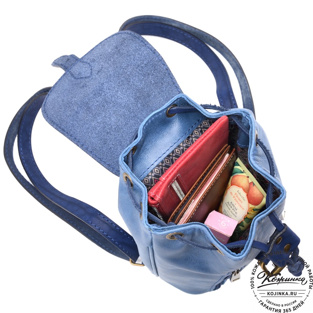 Женский кожаный рюкзак "Колибри" (синий)